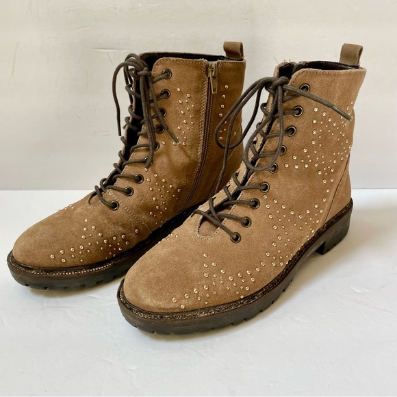 Dune London Prentice Star Studded Tan Biker Boots Size EU 39/US 8 - Picture 5 of 15